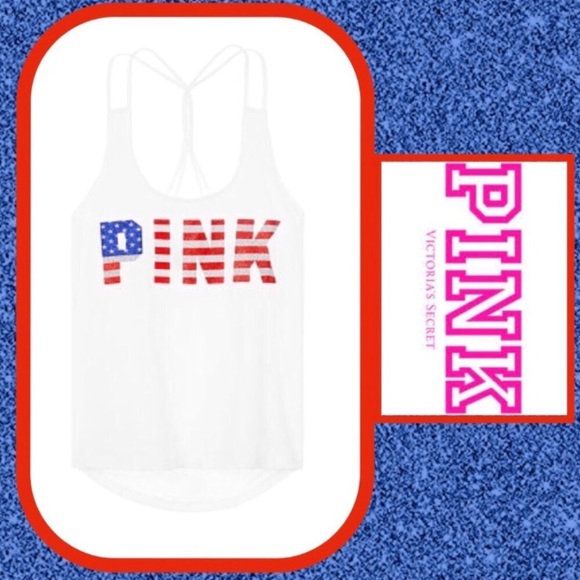 NEW VS PINK Bling Americana Tank Top - Picture 2 of 7